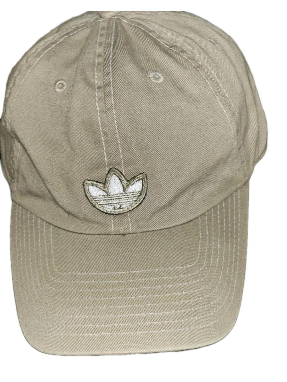 Adidas Strapback Hat Cap Y2k Khaki Stitched Logo One Size Unisex Vtg Macau